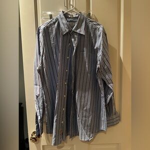 Peter Millar Men's Blue and brown Plaid Shirt